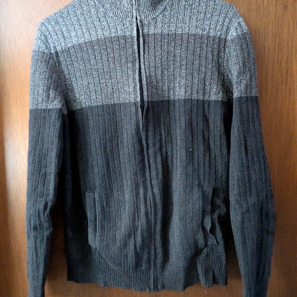 Alfani Men's Charcoal and Black Zip-Up Sweater